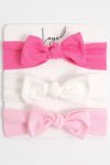 Logo Accessory 0-3 Years Baby Girl Bandana Set (Dark Pink-Light Pink-White)