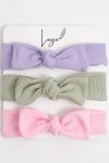 General Brands 0-3 Years Girls Bandana 3-Piece Set (Lilac-Pink-Mint Green)