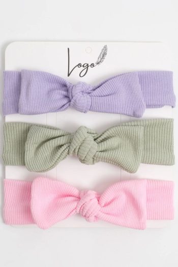 General Brands 0-3 Years Girls Bandana 3-Piece Set (Lilac-Pink-Mint Green)