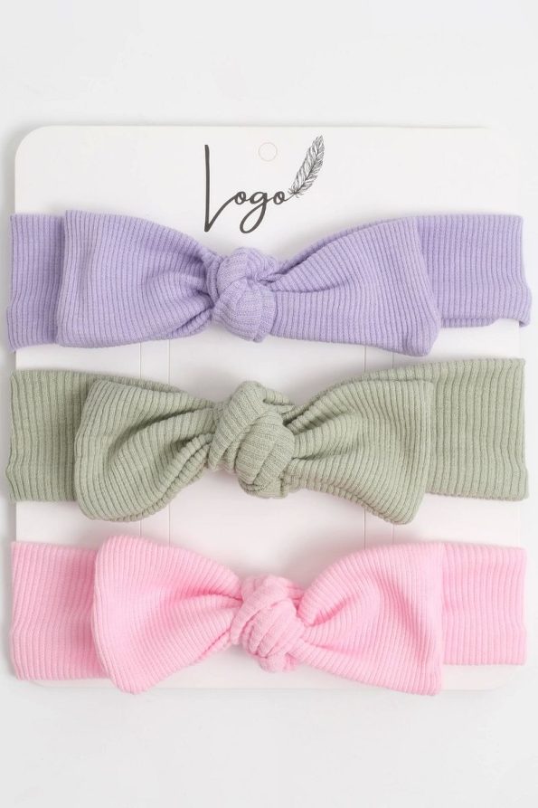 General Brands 0-3 Years Girls Bandana 3-Piece Set (Lilac-Pink-Mint Green)