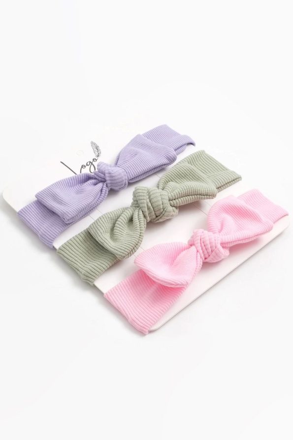 General Brands 0-3 Years Girls Bandana 3-Piece Set (Lilac-Pink-Mint Green)