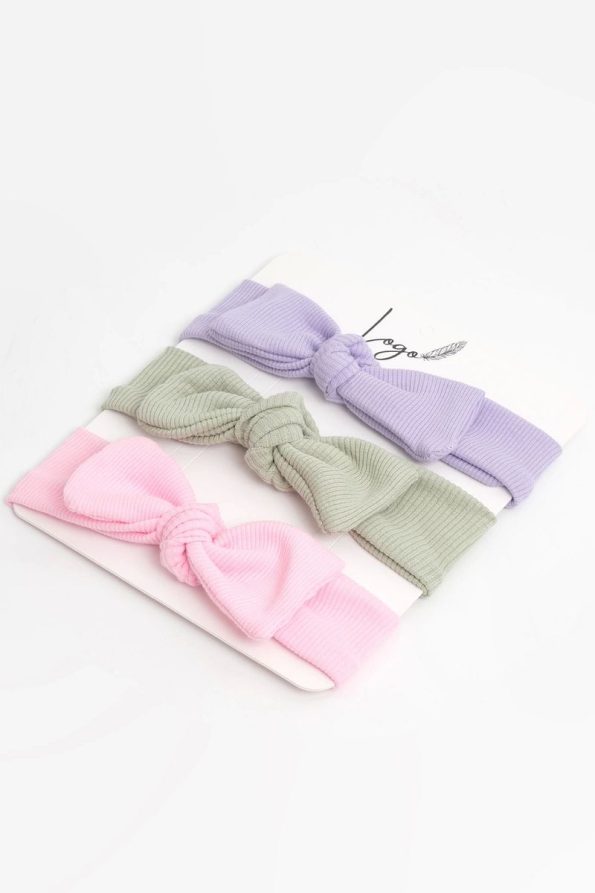 General Brands 0-3 Years Girls Bandana 3-Piece Set (Lilac-Pink-Mint Green)