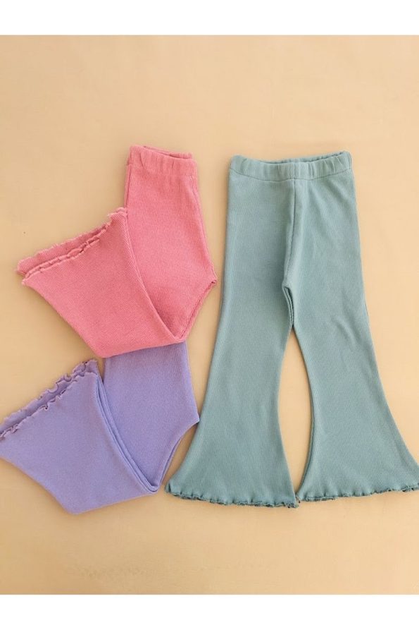 eymwes Girls' Seasonal Ribbed Fabric Spanish Flare Leggings Set