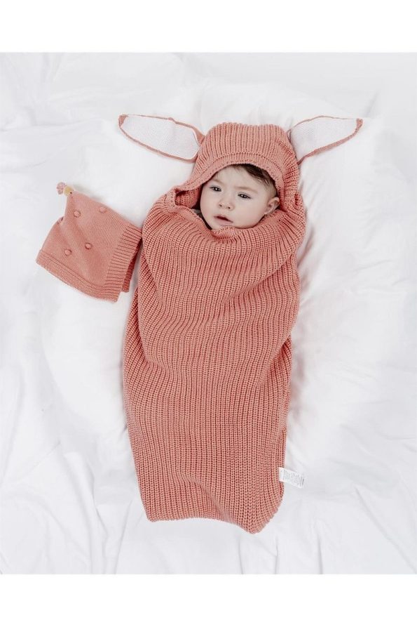 Minora Knitted Bunny Ear Sleepsack Set