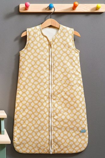 Hibboux Waves 100% Cotton Fabric Sleeveless Sleep Sack Mustard Cream