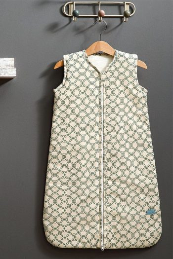 Hibboux Waves 100% Cotton Sleeveless 2.5 Tog Japanese Inspired Wave Pattern Sleep Sack Green Ecru