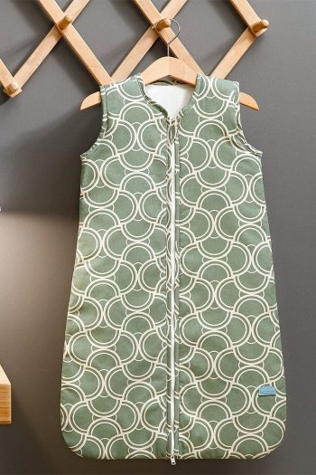 Hibboux Waves 100% Cotton Nano Fill Sleeveless 2.5 Tog Japanese Inspired Wave Pattern Sleep Bag - Green