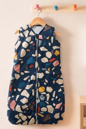 Hibboux Terazzo 100% Cotton Sleeveless 2.5 Tog Stone Pattern Sleep Bag - Navy Blue