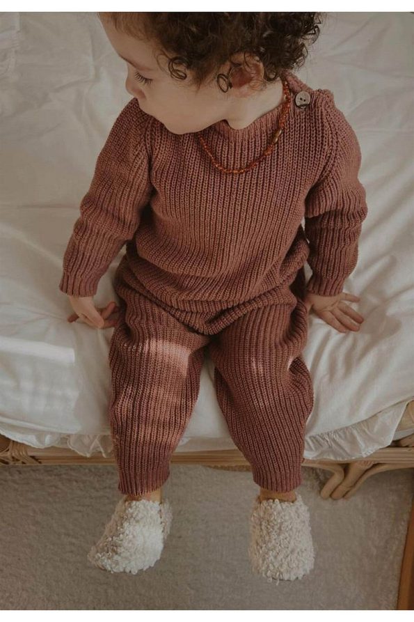 Cigit Knit Set for Ages 1-5 in Dusty Rose
