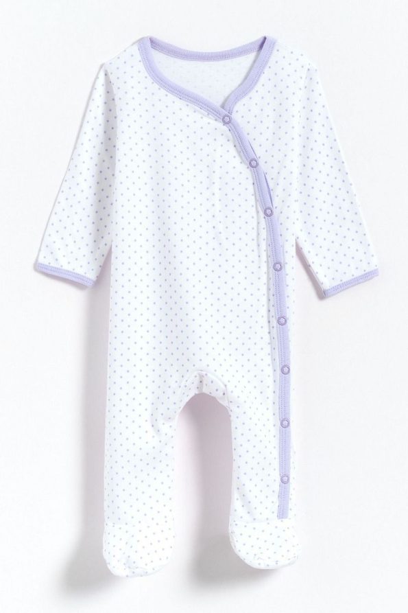 Gambino 100% Cotton Polka Dot Footed Baby Girl Romper - White