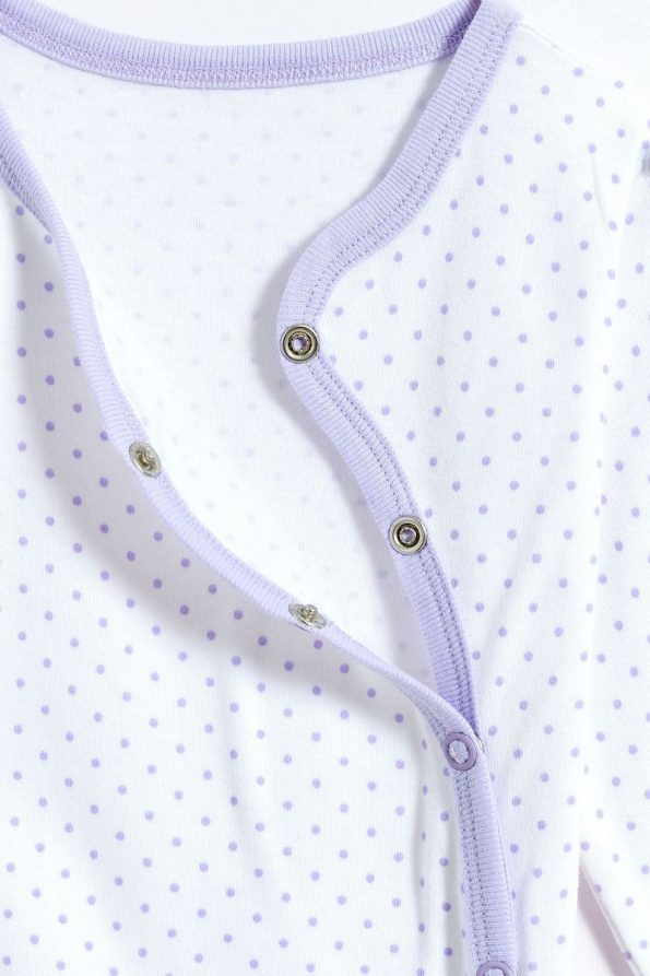 Gambino 100% Cotton Polka Dot Footed Baby Girl Romper - White