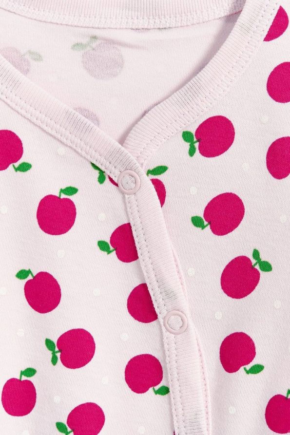 Gambino 100% Cotton Apple Print Footed Baby Romper - White