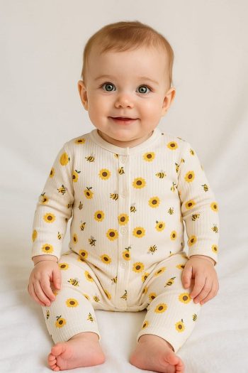 Dynamic Kids Unisex Baby Safari and Bee Print Snapsuit