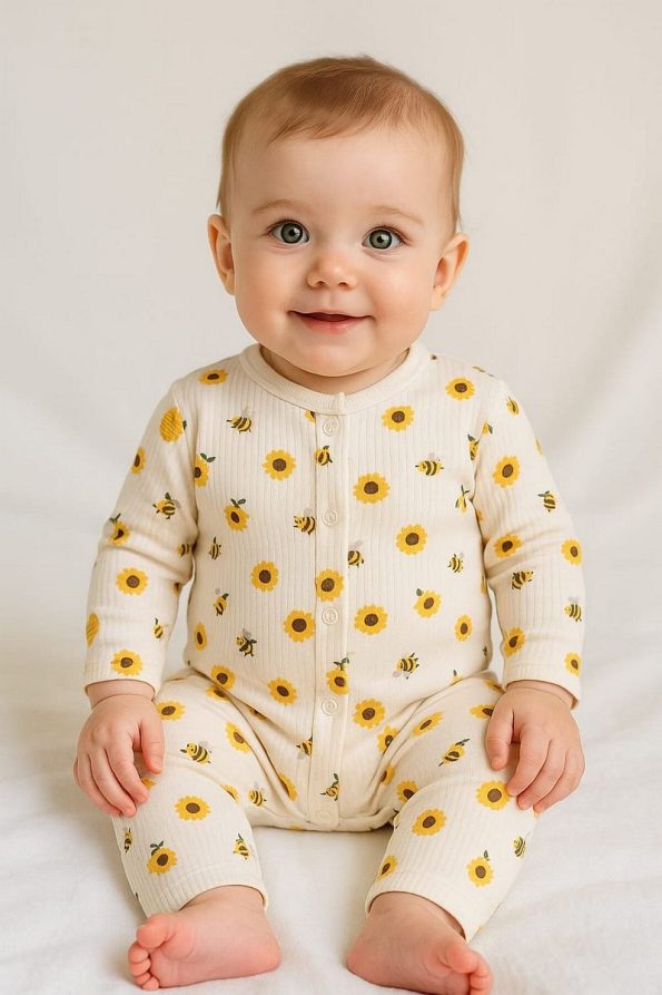 Dynamic Kids Unisex Baby Safari and Bee Print Snapsuit