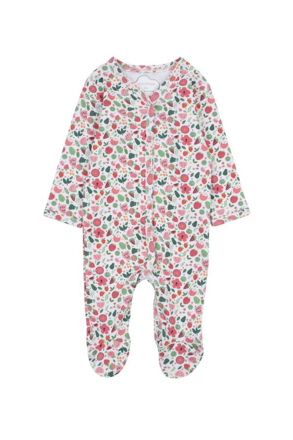 Mavipink Baby Girl 100% Cotton Snap Crotch Floral Romper