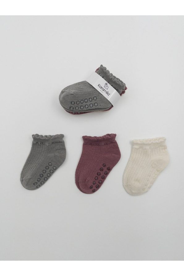 Seamless 3-Pack Baby Girl Bamboo Ruffle Socks