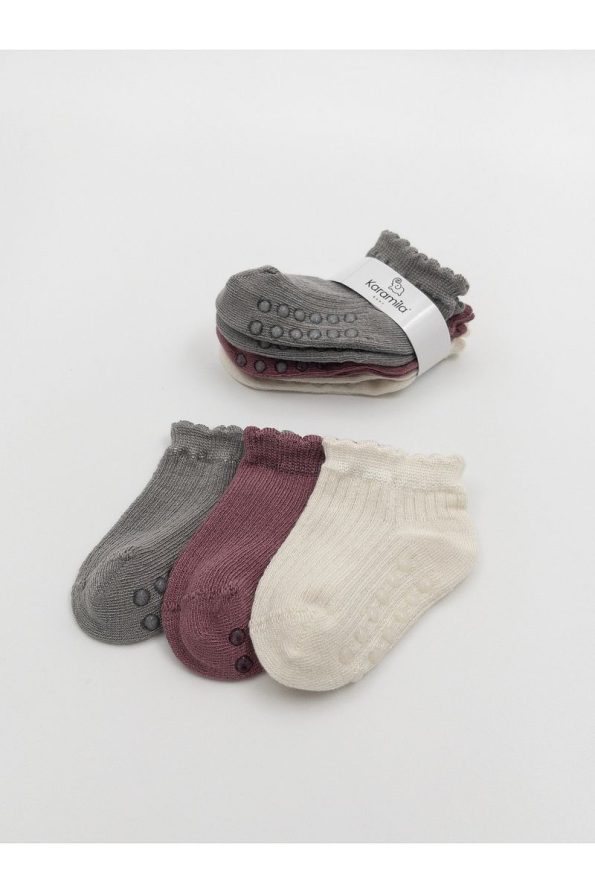 Seamless 3-Pack Baby Girl Bamboo Ruffle Socks