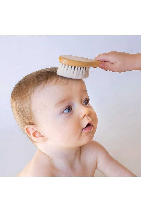 100% Natural Goat Hair Baby Hair Brush and Comb Set