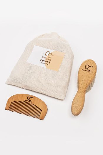 ComesBaby 2-Piece Goat Hair Baby Brush & Mini Oval Comb