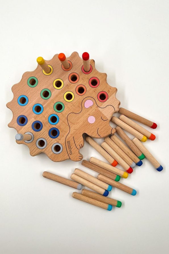 Zoziva Montessori Educational Wooden Toy – Colorful Wooden Hedgehog Toy