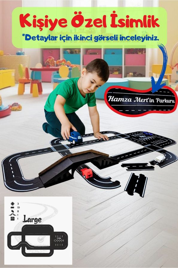 Kalides Wooden Toy Car Racing Track Set (LARGE)