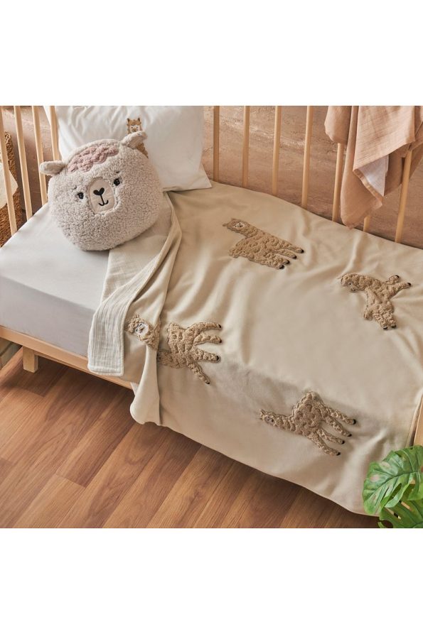 Bella Maison Alpaca Fleece Muslin Reversible Baby Blanket Beige (80x100 cm)