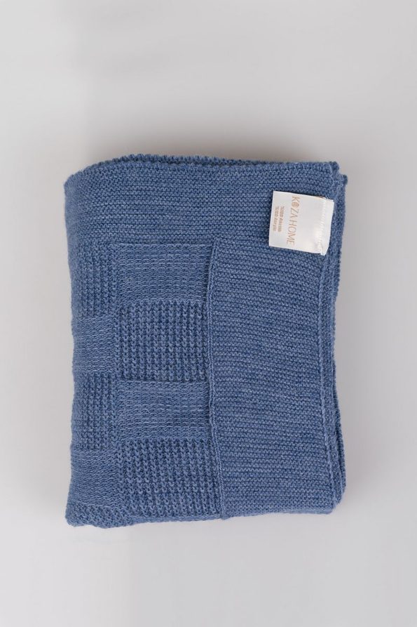 Koza Home Blue Plaid Wool Acrylic Single Child Blanket