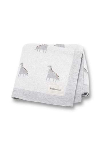 Battani.Co Knitted Baby Blanket for Boys and Girls 85cm x 85cm Dino