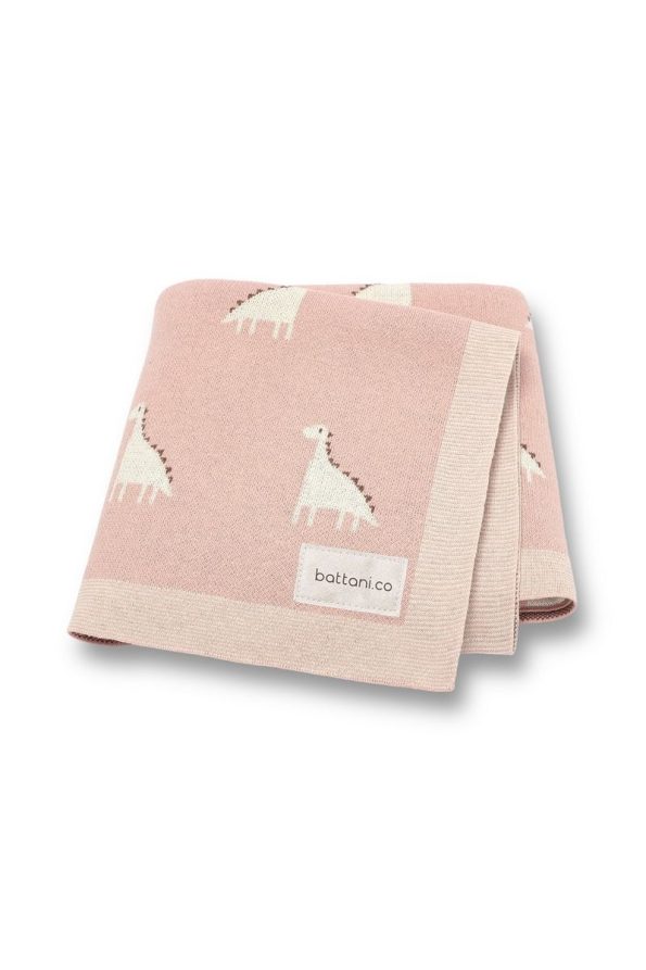 Battani.Co Knit Baby Blanket for Boys and Girls 85cm x 85cm Dino