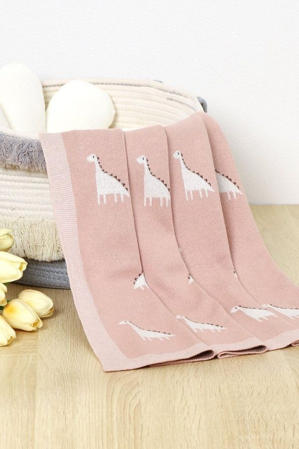 Battani.Co Knit Baby Blanket for Boys and Girls 85cm x 85cm Dino