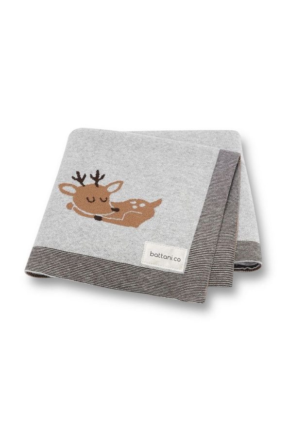 Battani.Co Knit Baby Blanket for Boys and Girls - Gray Deer 85cm x 85cm