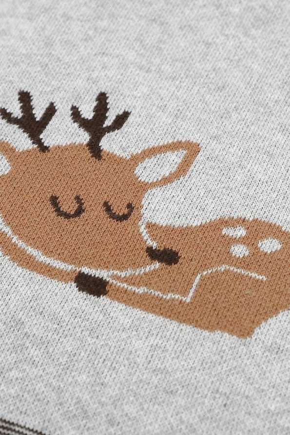 Battani.Co Knit Baby Blanket for Boys and Girls - Gray Deer 85cm x 85cm