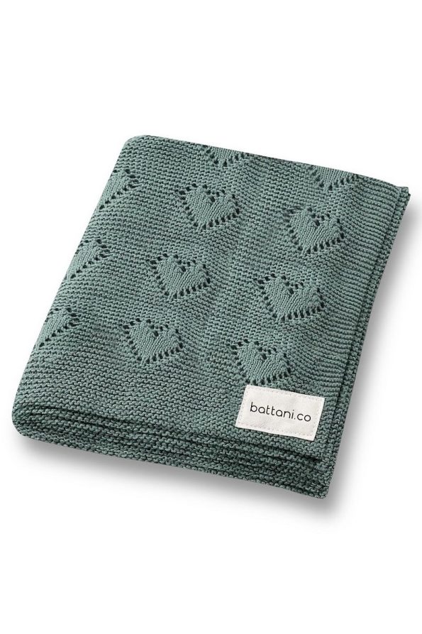 Knitted Baby Blanket for Boys and Girls 85cm x 85cm Basic Hearts