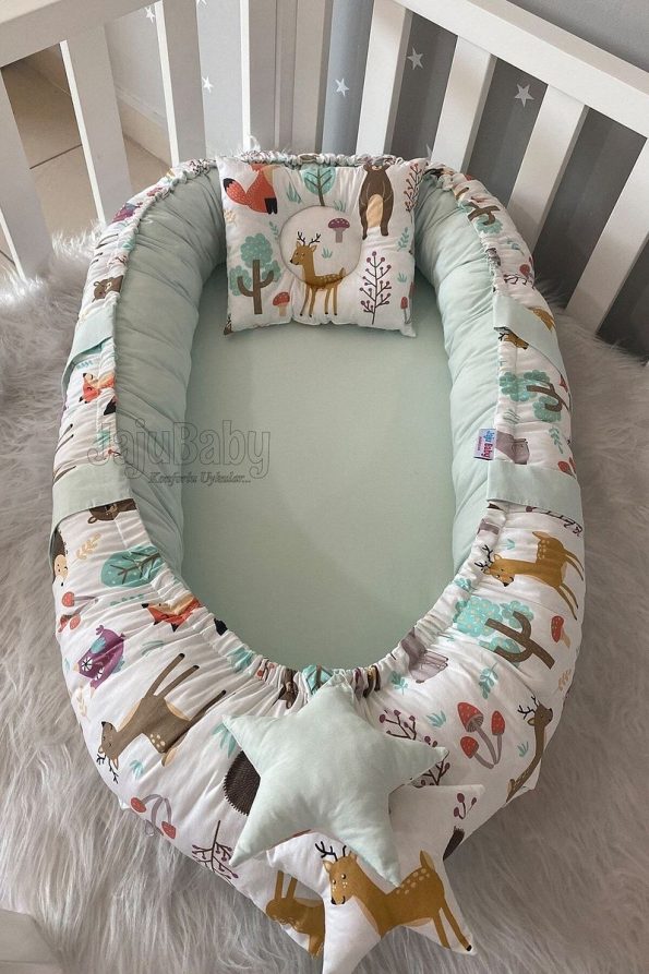 Jaju Baby Cute Forest Luxury Design Organic Cotton Portable Co-Sleeping Baby Nest