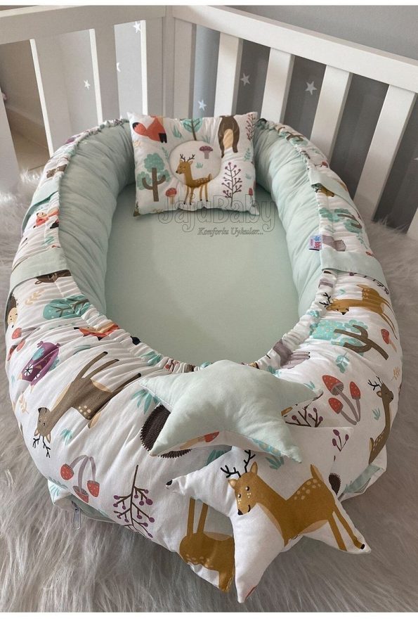 Jaju Baby Cute Forest Luxury Design Organic Cotton Portable Co-Sleeping Baby Nest
