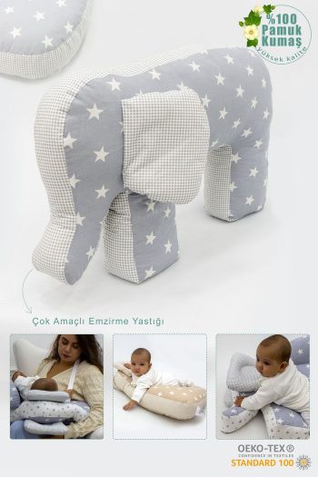 mordesign Pregnancy Pillow and Baby Support Chair, Safari Series, Gray