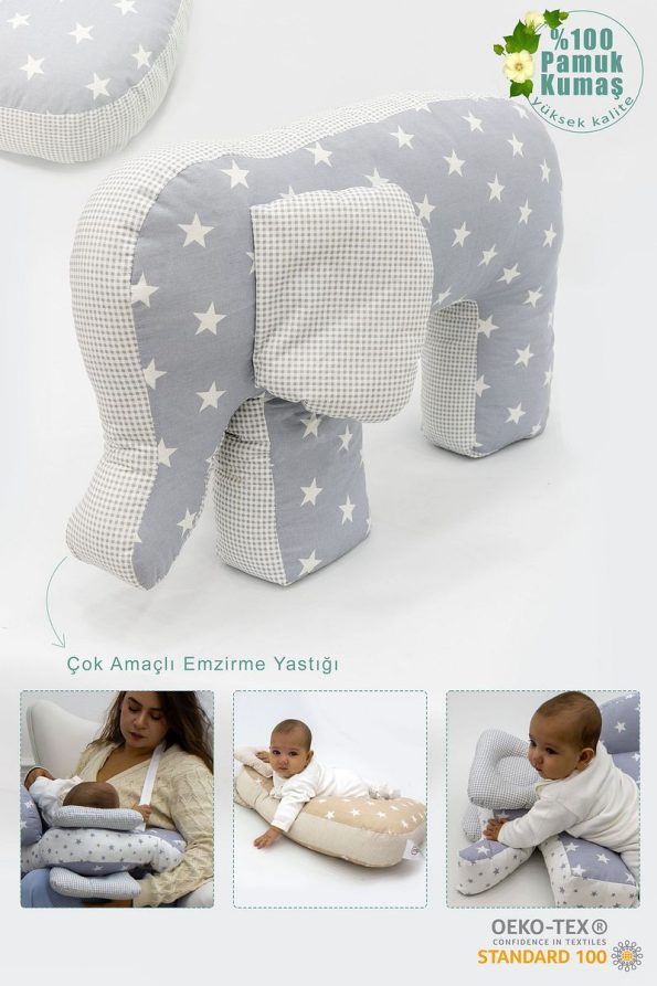 mordesign Pregnancy Pillow and Baby Support Chair, Safari Series, Gray