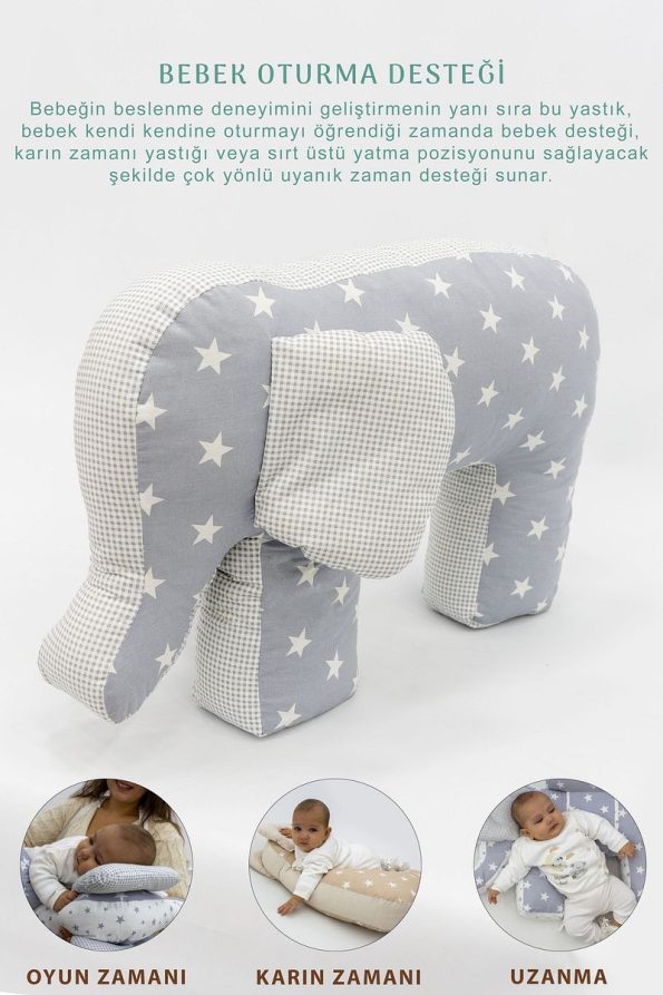 mordesign Pregnancy Pillow and Baby Support Chair, Safari Series, Gray