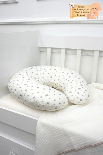 mordesign Nursing Pillow, Baby Support Cushion, Maternity Pillow Cotton Fabric, Little Star Series, Gray