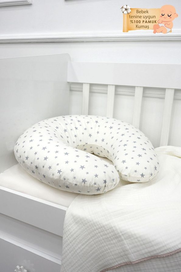 mordesign Nursing Pillow, Baby Support Cushion, Maternity Pillow Cotton Fabric, Little Star Series, Gray