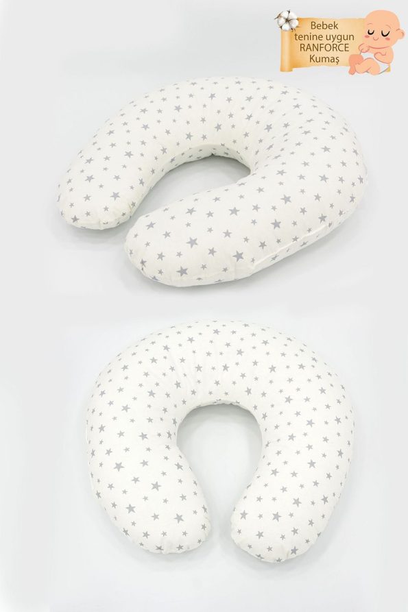 mordesign Nursing Pillow, Baby Support Cushion, Maternity Pillow Cotton Fabric, Little Star Series, Gray