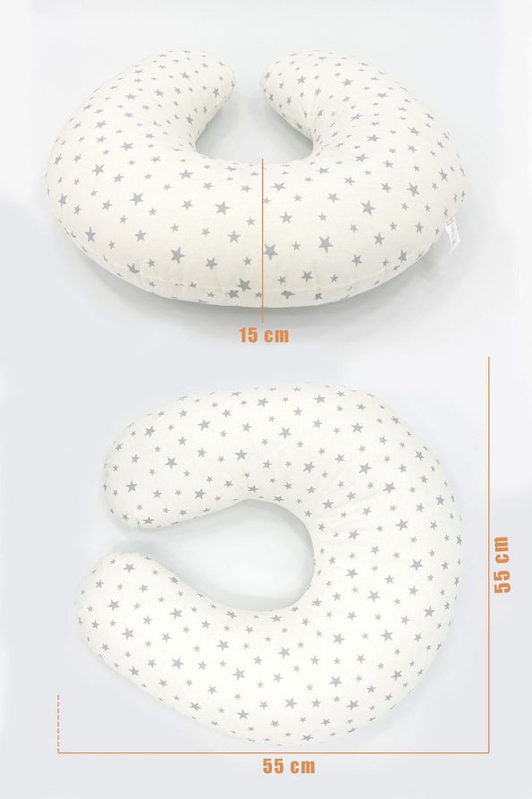 mordesign Nursing Pillow, Baby Support Cushion, Maternity Pillow Cotton Fabric, Little Star Series, Gray