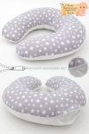 Reversible Nursing Pillow for Babies and Moms, Cotton Fabric, Stars Design, Gray