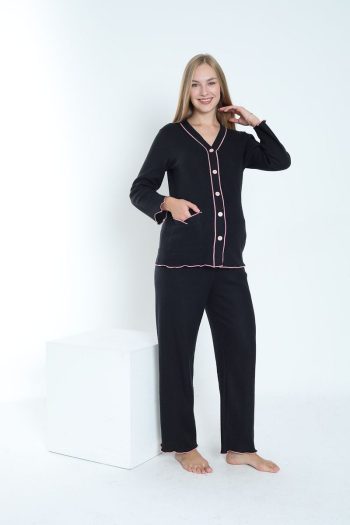 Miss World Lissa Front Button Adjustable Waist Maternity and Nursing Pajama Set