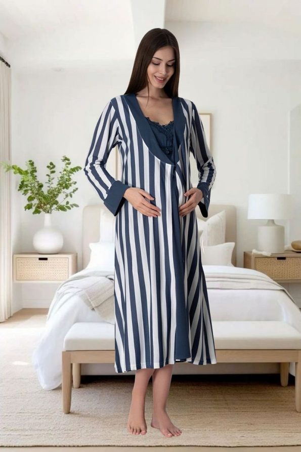 Effortt Venera Striped Maternity Pajama Set