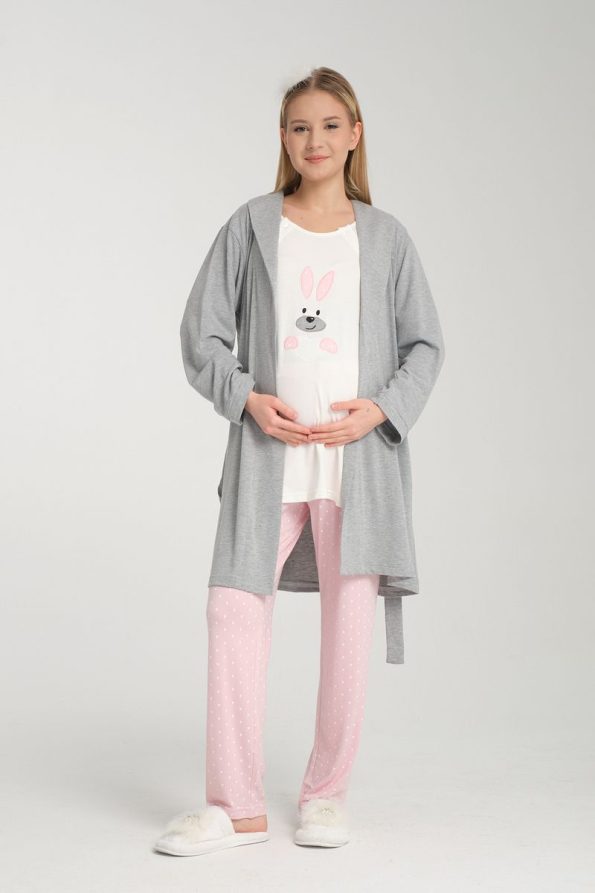 Effortt Venera Baby 3-Piece Rabbit Detail Maternity Pajama Set