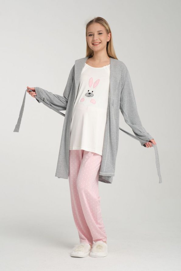 Effortt Venera Baby 3-Piece Rabbit Detail Maternity Pajama Set