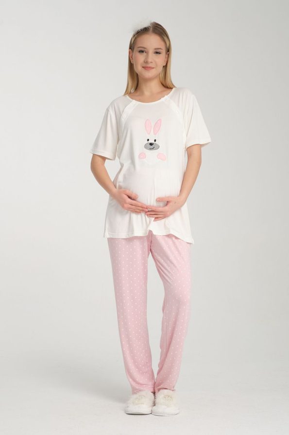 Effortt Venera Baby 3-Piece Rabbit Detail Maternity Pajama Set