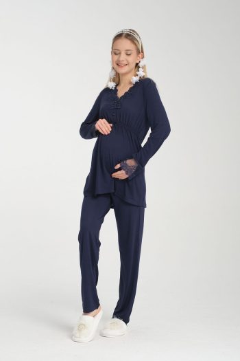 Elegant Lace Detail Maternity Pajama Set