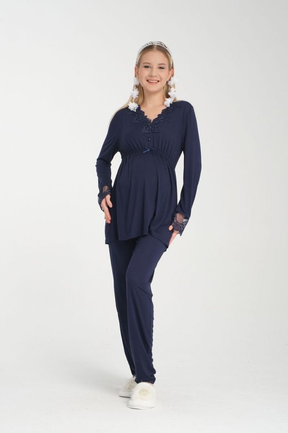 Elegant Lace Detail Maternity Pajama Set